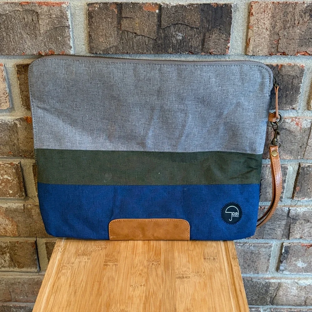 Modern Gray, Green, and Blue Laptop Bag